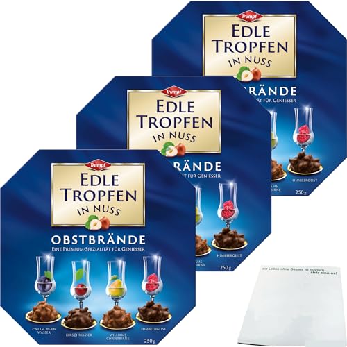 Trumpf Edle Tropfen in Nuss blau Obstbrände 3er Pack (3x250g Packung) + usy Block von usy