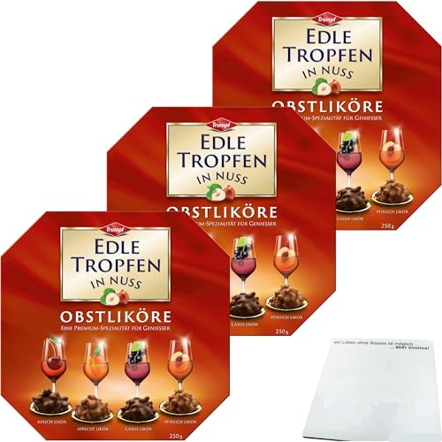 Trumpf Edle Tropfen in Nuss rot Obstliköre 3er Pack (3x250g Packung) + usy Block von usy