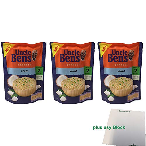 Uncle Bens Express Reis Kokos 3er Pack (3x220g) + usy Block von usy