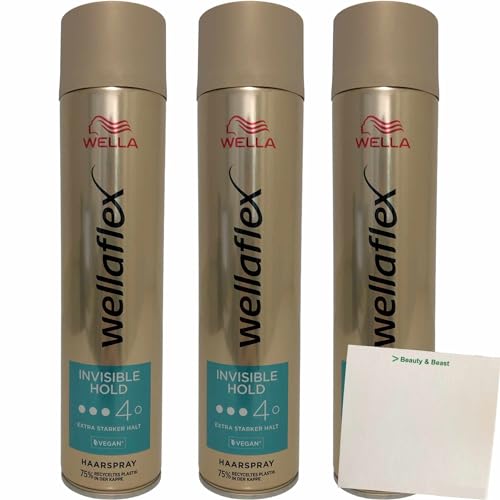 Wellaflex Haarspray Invisible Hold Extra Stark 3er Pack (3x250ml Flasche) + usy Block von usy