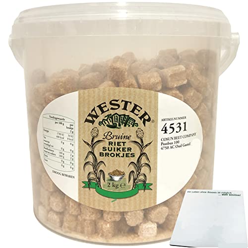 Wester Rohrzuckerwürfel Bruine Riet Suiker Brokjes 1er Pack (1x2kg Eimer) + usy Block von usy