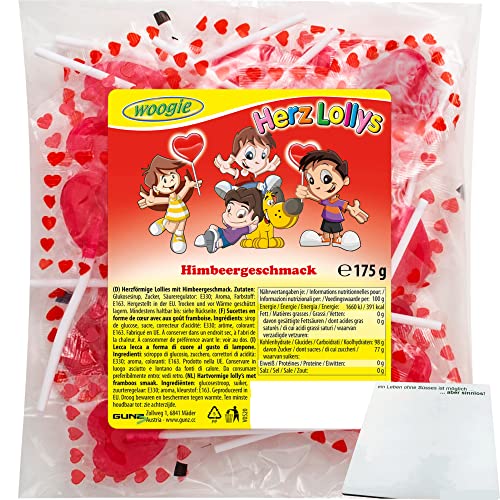 Woogie Herzlollys Himbeergeschmack (175g Packung) + usy Block von usy