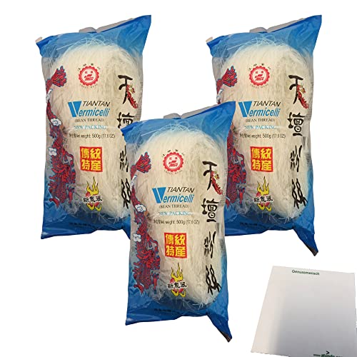 YANCO Vermicelli-Nudeln 3er Pack (3x500g Beutel, Tiantian) + usy Block von usy