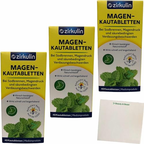 Zirkulin Magen-Kautabletten 3er Pack (3x40 Stück) + usy Block von usy