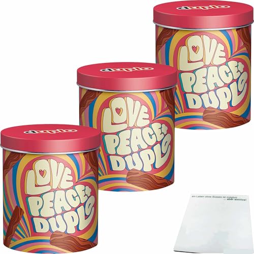 duplo Design Dose mit 24 Riegeln Motiv: Love Peace + Duplo 3er Pack (3x436,8g Dose) + usy Block von usy