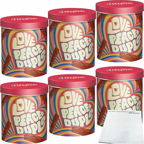 duplo Design Dose mit 24 Riegeln Motiv: Love Peace + Duplo 6er Pack (6x436,8g Dose) + usy Block von usy