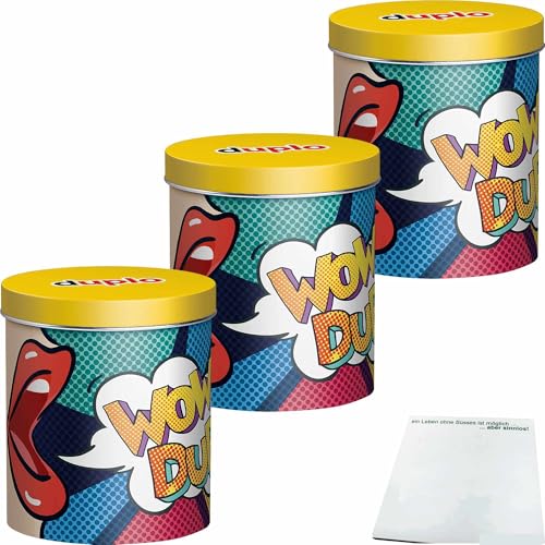 duplo Design Dose mit 24 Riegeln Motiv: WOW DUPLO 3er Pack (3x436,8g Dose) + usy Block von usy