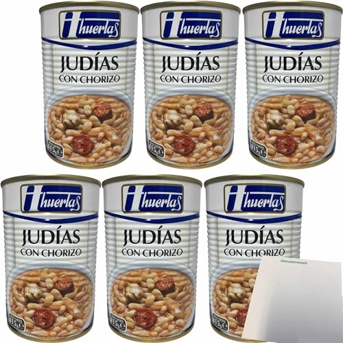 huertas Judias Con Chorizo (Bohnen mit Paprikawurst) 6er Pack (6x415g Konserve) + usy Block von usy