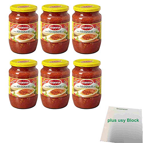 manna Bolognaise Sauce 6er Pack (6x 720g Glas) + usy Block von usy