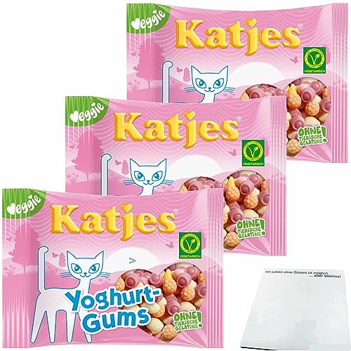 usy Bundle Katjes Yoghurt-Gums Fruchtgummi Vegetarisch 3er Pack (3x175g Packung) + usy Block von usy