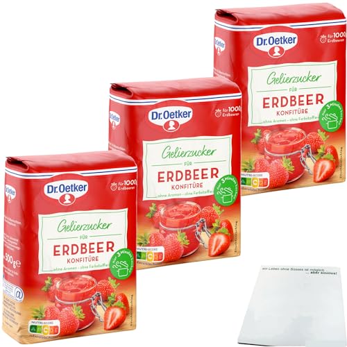 usy Bundle für Dr. Oetker Gelierzucker 2zu1 für Erdbeer Konfitüre 3er Pack (3x500g Packung) + usy Block von usy