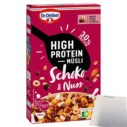 usy Bundle für Dr. Oetker High Protein Müsli Schoko & Nuss (400g Packung) + usy Block von usy