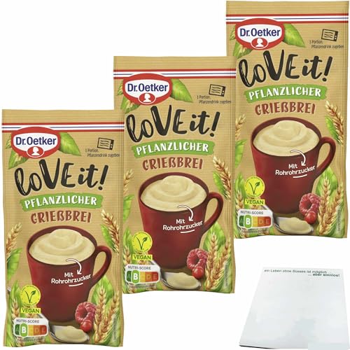 usy Bundle für Dr. Oetker LoVE it! pflanzlicher Grießbrei 3er Pack (3x49g Beutel) + usy Block von usy