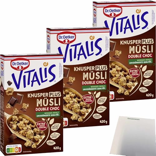 usy Bundle für Dr.Oetker Vitalis Knusper Plus Müsli Double Choc 3er Pack (3x420g Packung) + usy Block von usy