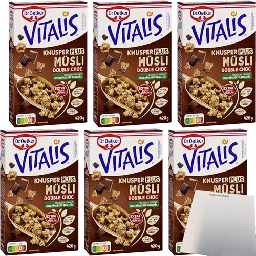 usy Bundle für Dr.Oetker Vitalis Knusper Plus Müsli Double Choc 6er Pack (6x420g Packung) + usy Block von usy