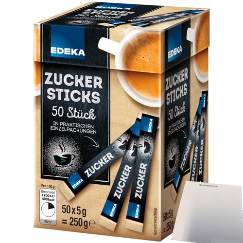 usy Bundle für Edeka Zuckersticks feine Raffinadekristalle 50 Stück (250g Packung) + usy Block von usy