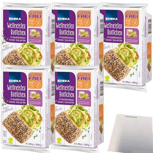 usy Bundle für Edeka glutenfreie Weltmeisterbrötchen zum Fertigbacken 20 Stück (5x240g Packung) + usy Block von usy