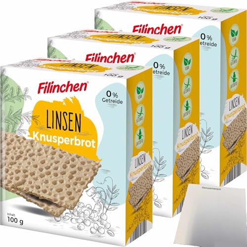 usy Bundle für Filinchen Linsen Knusperbrot Glutenfrei vegan 3er Pack (3x100g Packung) + usy Block von usy