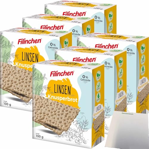 usy Bundle für Filinchen Linsen Knusperbrot Glutenfrei vegan 6er Pack (6x100g Packung) + usy Block von usy