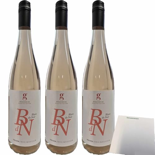 usy Bundle für Gisellas Bottega Merlot Blanc de Noir trocken Qualitätswein 12,5% vol. 3er Pack (3x750ml Flasche) + usy Block von usy