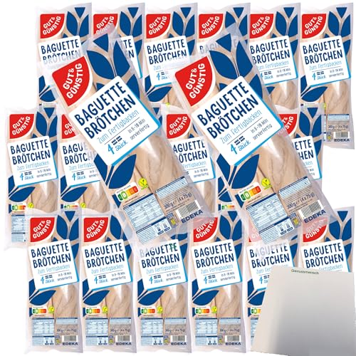 usy Bundle für Gut&Günstig Baguettebrötchen zum Fertigbacken 80 Stück (20x300g Packung) + usy Block von usy