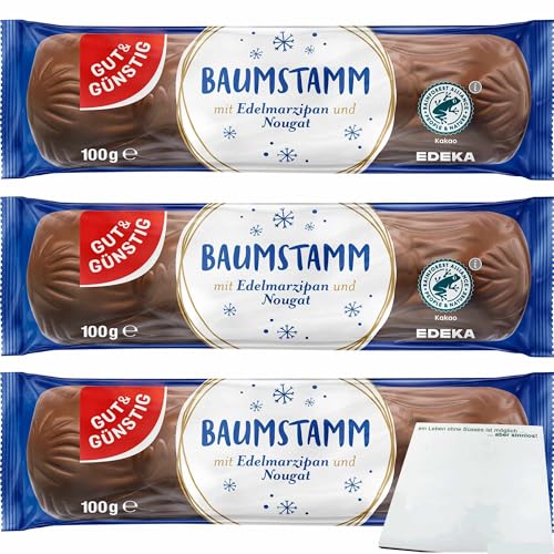 usy Bundle für Gut&Günstig Baumstamm mit Edelmarzipan und Nougat 3er Pack (3x100g Packung) + usy Block von usy