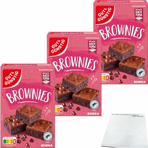 usy Bundle für Gut&Günstig Brownies Backmischung 3er Pack (3x420g Packung) + usy Block von usy