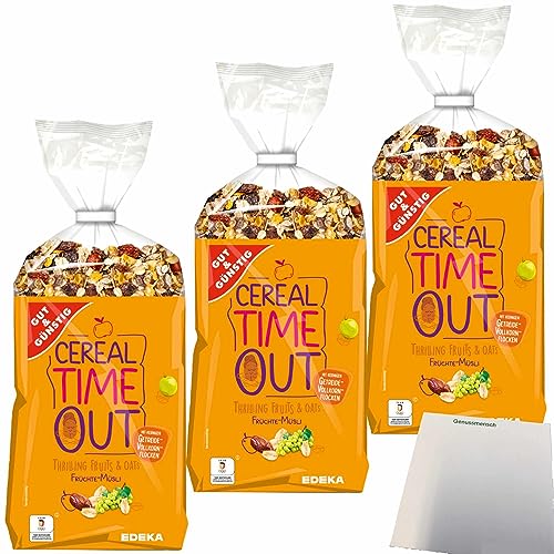 usy Bundle für Gut&Günstig Früchte-Müsli mit 32% Fruchtgehalt und Vollkornflocken 3er Pack (3x1000g Packung) + usy Block von usy