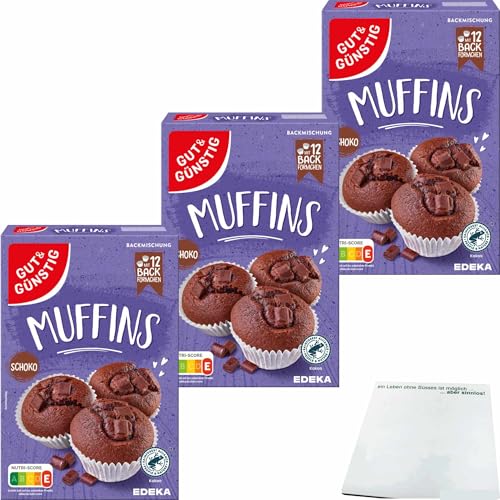 usy Bundle für Gut&Günstig Muffins Schoko Backmischung 3er Pack (3x350g Packung) + usy Block von usy