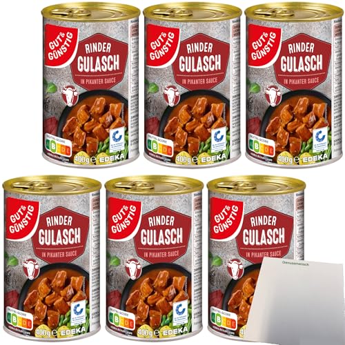 usy Bundle für Gut&Günstig Rinder Gulasch in pikanter Sauce 6er Pack (6x400g Dose) + usy Block von usy