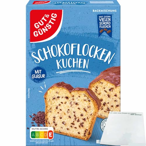 usy Bundle für Gut & Günstig Schokoflocken Kuchen mit Glasur Backmischung (480g Packung) + usy Block von usy