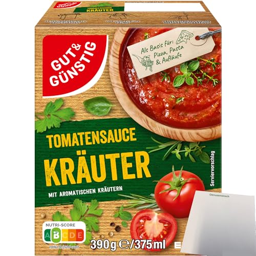 usy Bundle für Gut&Günstig Tomatensauce Pastasauce Kräuter (390g Packung) + usy Block von usy