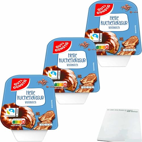 usy Bundle für Gut&Günstig helle Kuchenglasur Vollmilch 3er Pack (3x200g Packung) + usy Block von usy