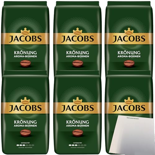 usy Bundle für Jacobs Krönung ganze Bohne Kaffeebohnen Aroma-Bohnen 6er Pack (6x500g Packung) + usy Block von usy