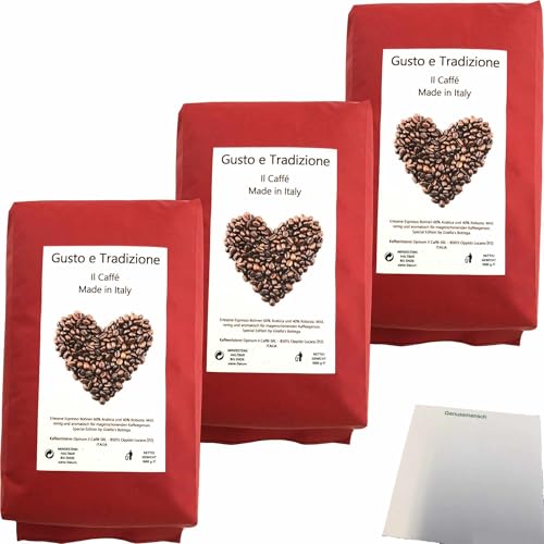 usy Bundle für Kaffeebohnen Gisellas Bottega Gusto e Tradizione 3er Pack (3x1kg Packung) + usy Block von usy