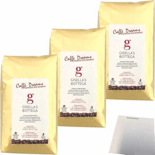 usy Bundle für Kaffeebohnen Gisellas Caffe Dreams Genieße den Moment 100% Arabica 3er Pack (3x1kg Packung) + usy Block von usy