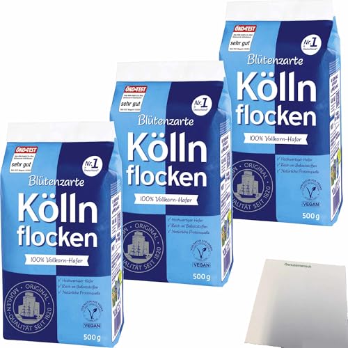 usy Bundle für Kölln Blütenzarte Köllnflocken 3er Pack (3x500g Packung) + usy Block von usy