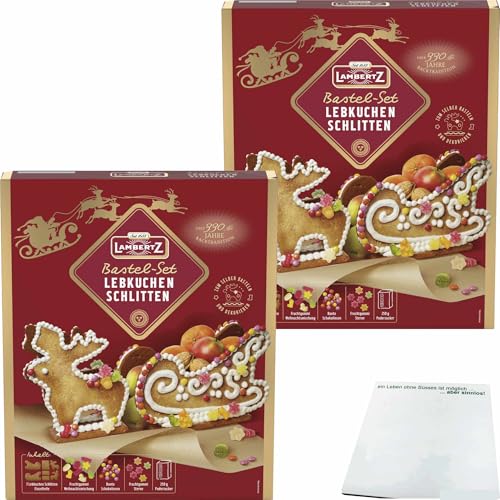 usy Bundle für Lambertz Lebkuchen-Schlitten Bastel-Set 2er Pack (2x828g Packung) + usy Block von usy