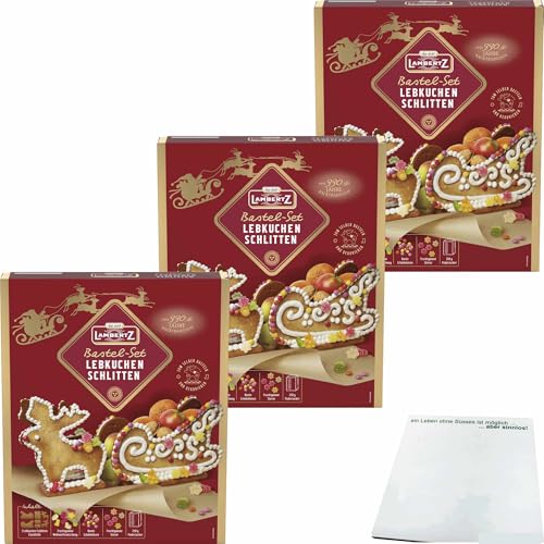 usy Bundle für Lambertz Lebkuchen-Schlitten Bastel-Set 3er Pack (3x828g Packung) + usy Block von usy