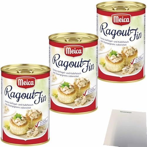 usy Bundle für Meica Ragout Fin Zartes Geflügel und Kalbfleisch 3er Pack (3x400g Dose) + usy Block von usy