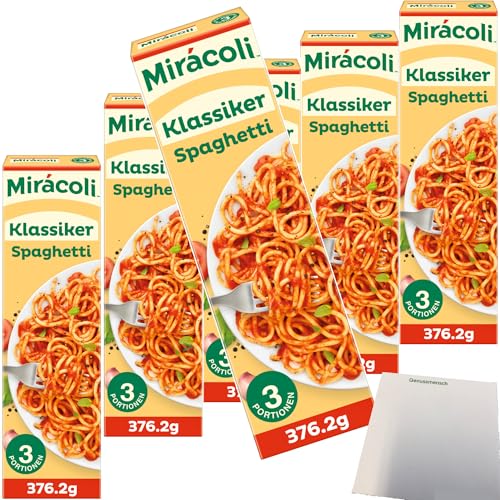 usy Bundle für Miracoli Spaghetti mit Tomatensauce Klassiker 3 Port. Packung 6er Pack (6x376,2g) + usy Block von usy