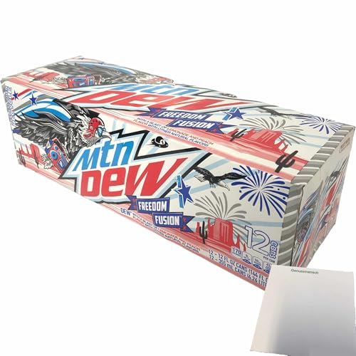 usy Bundle für Mountain Dew Freedom Fusion, Lemonade & Peach & other natural Flavors (USA) (12x0,355L Dose) + usy Block von usy