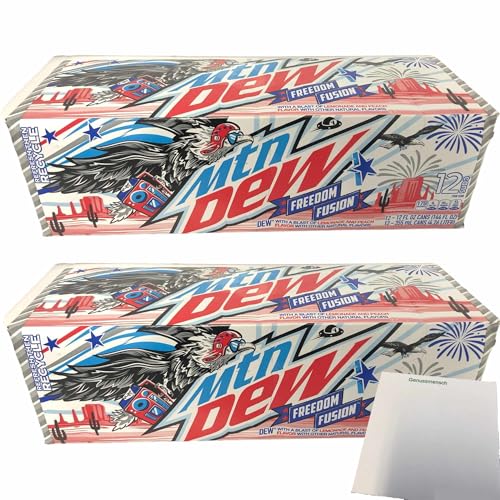 usy Bundle für Mountain Dew Freedom Fusion, Lemonade & Peach & other natural Flavors (USA) 2er Pack (24x0,355L Dose) + usy Block von usy