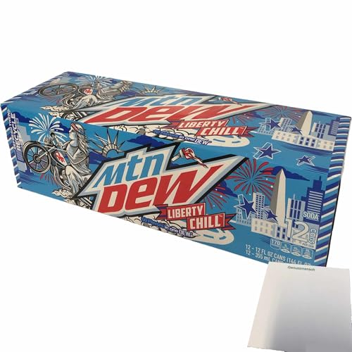 usy Bundle für Mountain Dew Liberty Chill, 50 Flavors in one Dew (USA) (12x0,355L Dose) + usy Block von usy