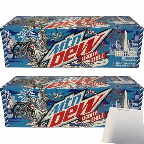 usy Bundle für Mountain Dew Liberty Chill, 50 Flavors in one Dew (USA) 2er Pack (24x0,355L Dose) + usy Block von usy