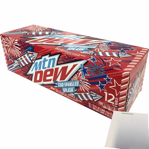 usy Bundle für Mountain Dew Star Spangled Splash, Red Berry & other natural Flavors (USA) (12x0,355L Dose) + usy Block von usy