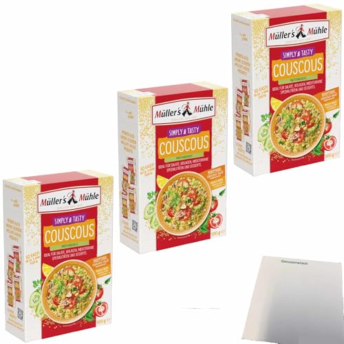 usy Bundle für Müller´s Mühle Couscous mittelgroß 3er Pack (3x500g Packung) + usy Block von usy