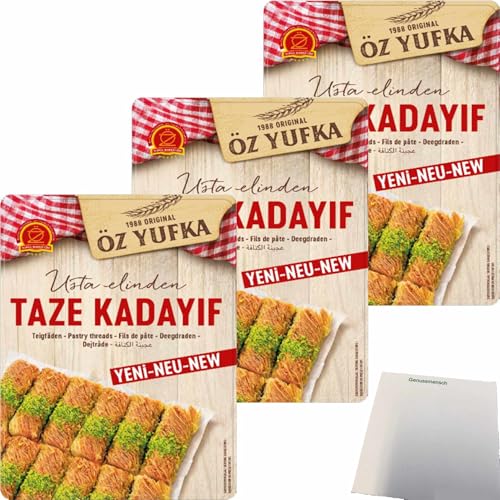 usy Bundle für Öz Kadayif-Teigfäden Engelshaar 3er Pack (3x400g Packung) + usy Block von usy