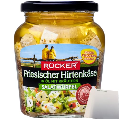 usy Bundle für Rücker Frisischer Hirtenkäse Salatwürfel in Öl mit Kräutern (300g Glas) + usy Block von usy