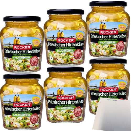 usy Bundle für Rücker Frisischer Hirtenkäse Salatwürfel in Öl mit Kräutern 6er Pack (6x300g Glas) + usy Block von usy